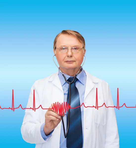 Smiling doctor or professor with stethoscope — Stock Photo, Image