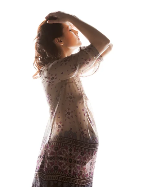 Silhouette picture of pregnant beautiful woman — Stock Photo, Image