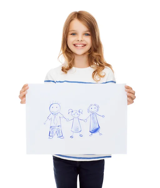 Усміхнена маленька дитина тримає фотографію сім'ї Ліцензійні Стокові Зображення
