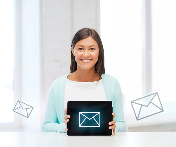 Businesswoman or student with tablet pc — Stock Photo, Image