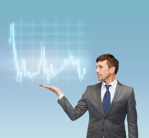 Buisnessman ou professor mostrando gráfico forex — Fotografia de Stock
