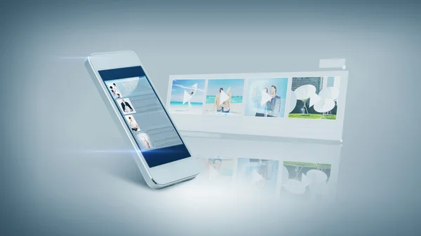 Smartphone blanco con vídeo en pantalla — Foto de Stock