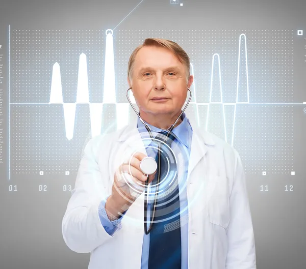 Smiling doctor or professor with stethoscope — Stock Photo, Image