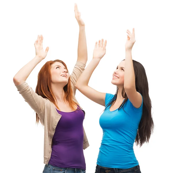 Two happy dancing girls — Stock Photo, Image