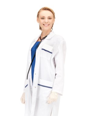 Smiling female doctor with stethoscope clipart