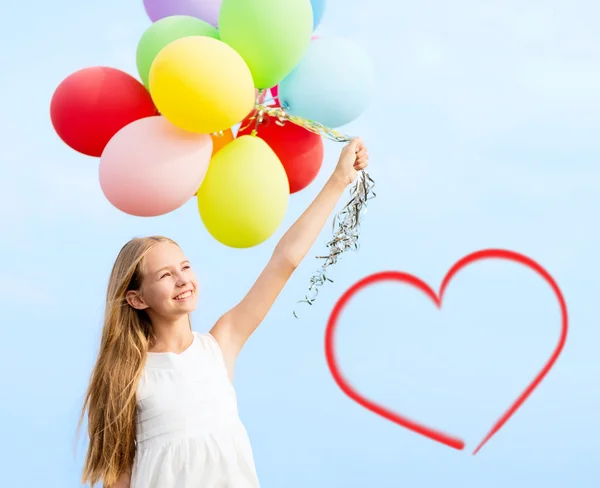 Happy girl with colorful balloons — Stock Photo, Image