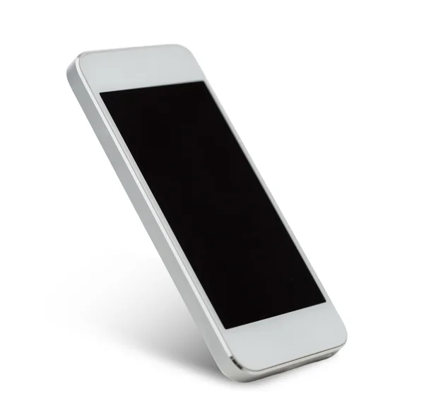 Smartphone blanco con pantalla negra en blanco —  Fotos de Stock