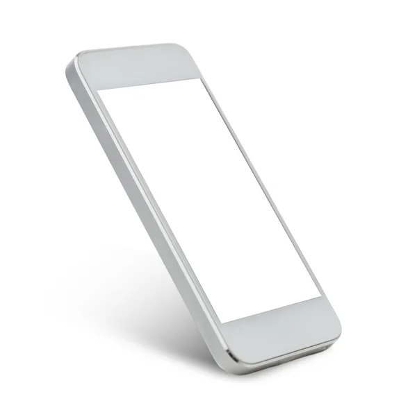 Weißes Smartphone mit leerem schwarzen Bildschirm — Stockfoto