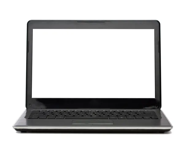 Laptop mit leerem weißen Bildschirm — Stockfoto