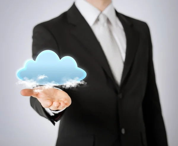 Mans hand showing cloud — Stock Photo, Image