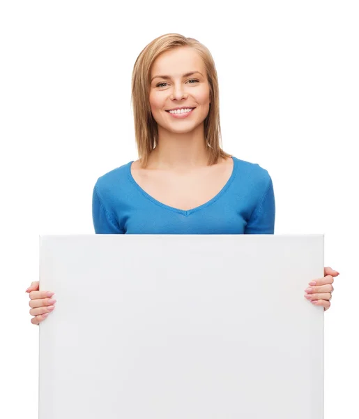 Smiling girl with blank white board Stock Picture