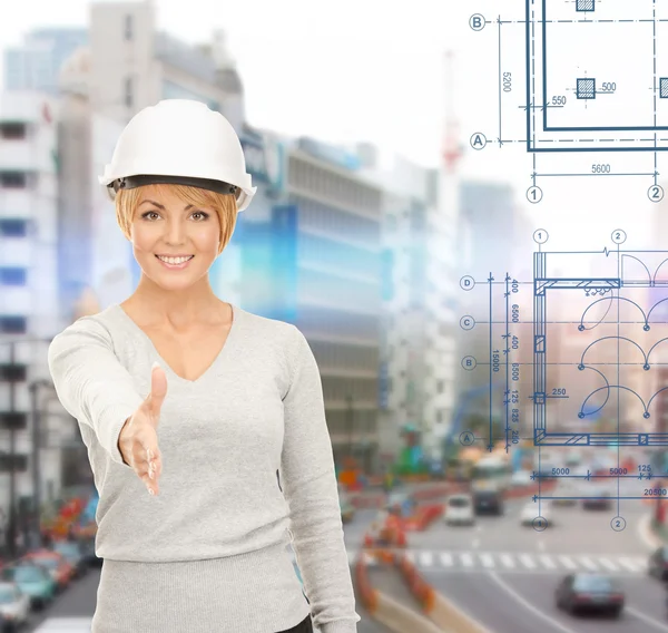 Contractor in helmet ready for handshake — Stock Photo, Image