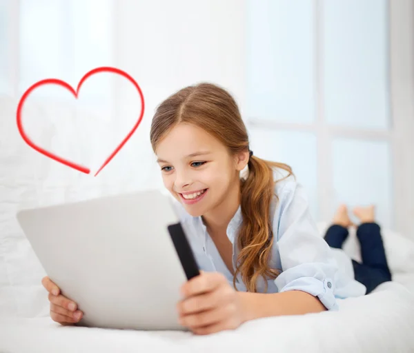 Girl with tablet pc at home — Stock Photo, Image