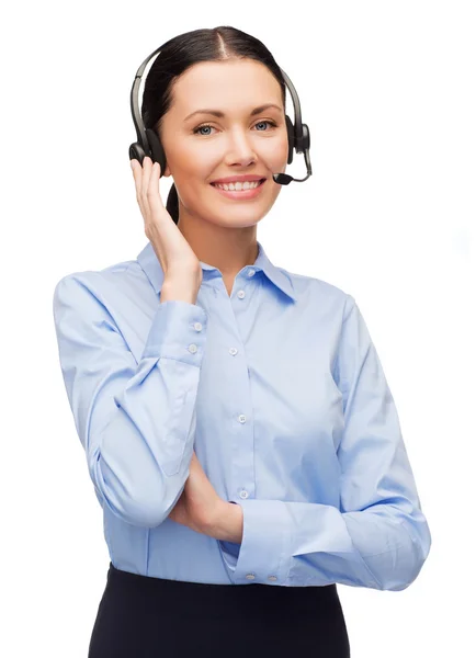 Friendly female helpline operator — Stock Photo, Image