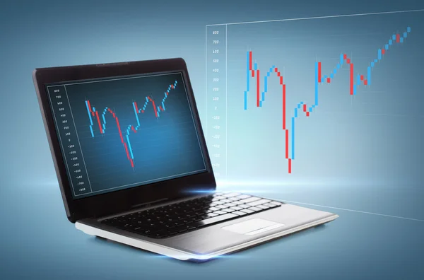 Laptop computer with forex chart on desktop — Stock Photo, Image