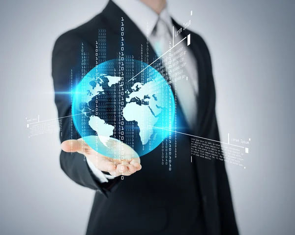 Businessmans hand showing earth globe — Stock Photo, Image