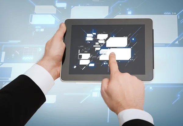 Close up of man hands touching tablet pc — Stock Photo, Image