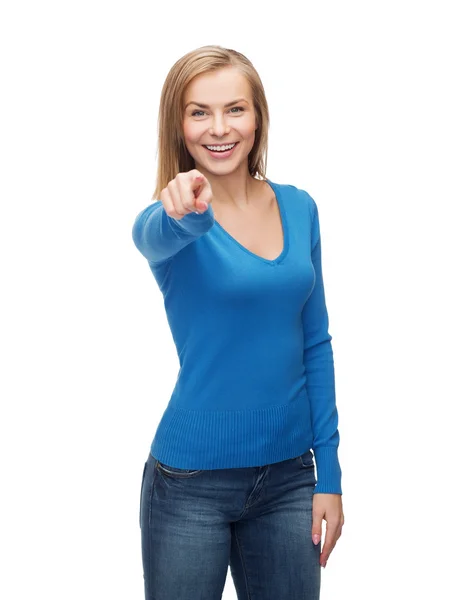 Studente sorridente che ti punta il dito contro — Foto Stock