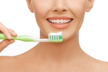 Woman with toothbrush clipart