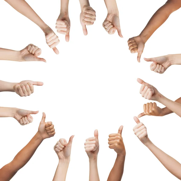 Human hands showing thumbs up in circle — Stock Photo, Image