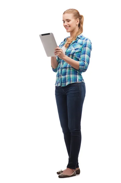 Smiling girl with tablet pc computer — Stock Photo, Image