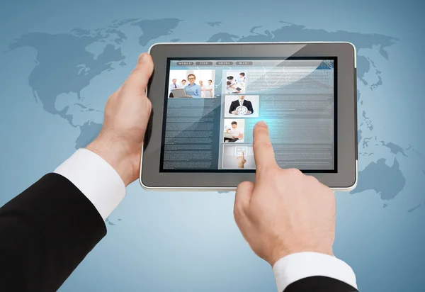 Close up of man hands touching tablet pc — Stock Photo, Image