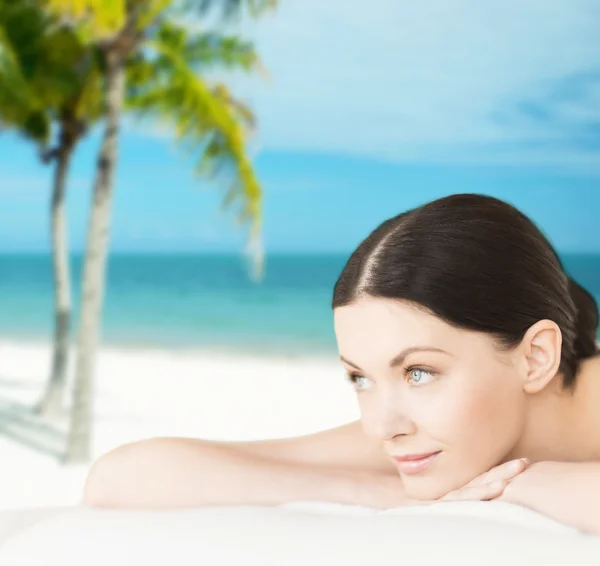 Smiling woman in spa salon Stock Image