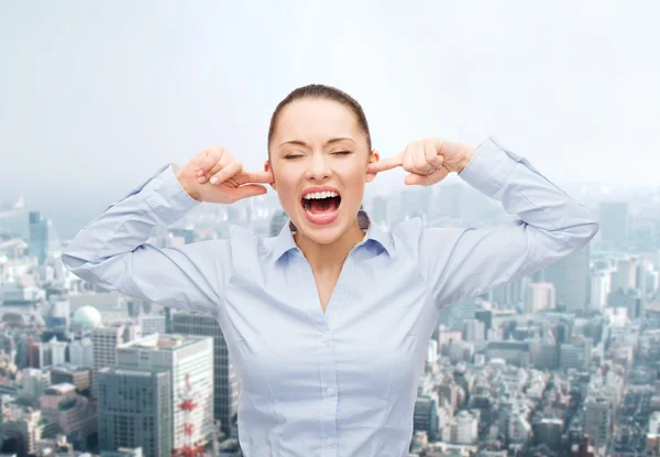Angry screaming businesswoman — Stock Photo, Image
