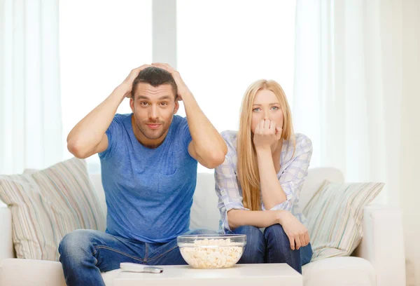 Upset couple after sports team loss — Stock Photo, Image