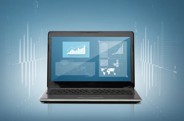 Laptop computer with graph on screen — Stock Photo, Image