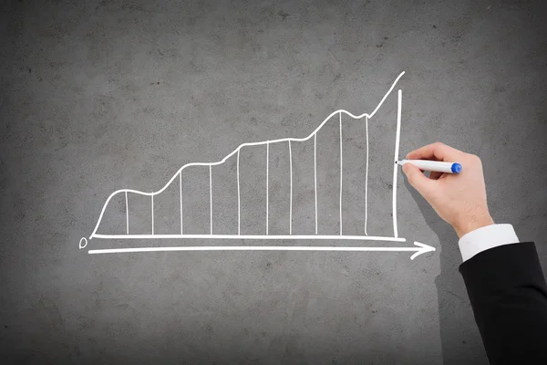 Close up of businessman drawing growing graph — Stock Photo, Image