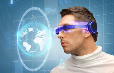 Handsome man with futuristic glasses clipart