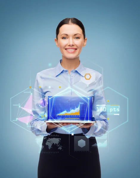 Smiling businesswoman with tablet pc computer — Φωτογραφία Αρχείου