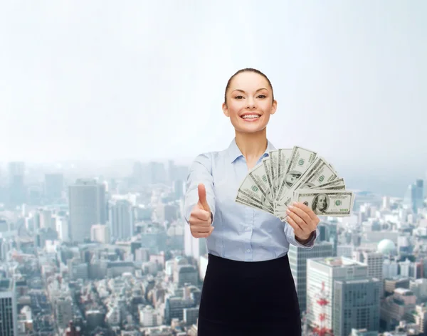 Young businesswoman with dollar cash money — Stock Photo, Image