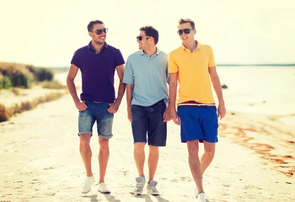 Группа друзей, гуляющих по пляжу — стоковое фото
