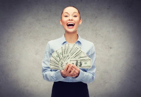 Young businesswoman with dollar cash money — Stock Photo, Image