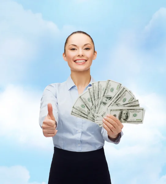 Young businesswoman with dollar cash money — Stock Photo, Image