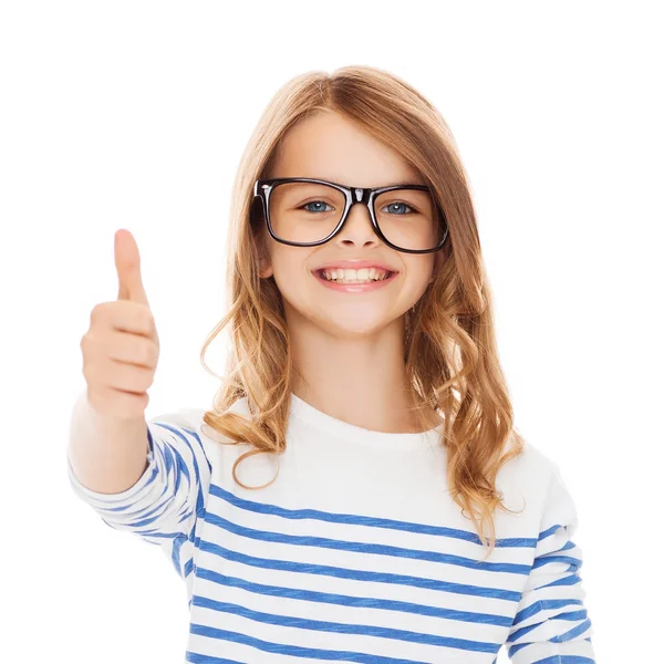 Little girl with black eyeglasses — Stock Photo, Image