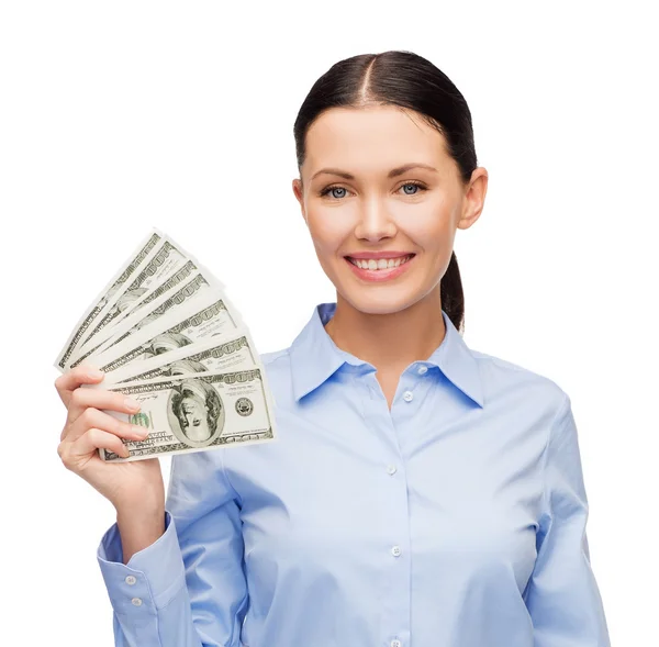 Businesswoman with dollar cash money — Stock Photo, Image