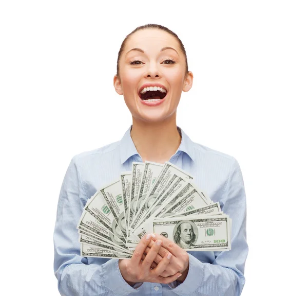 Young businesswoman with dollar cash money — Stock Photo, Image