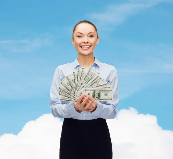 Young businesswoman with dollar cash money — Stock Photo, Image