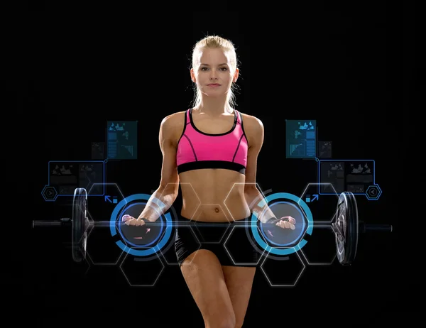 Sportiga kvinnan träning med skivstång — Stockfoto