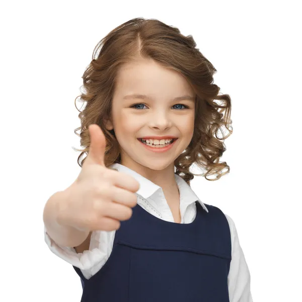 Pre-teen girl showing thumbs up — Stock Photo, Image