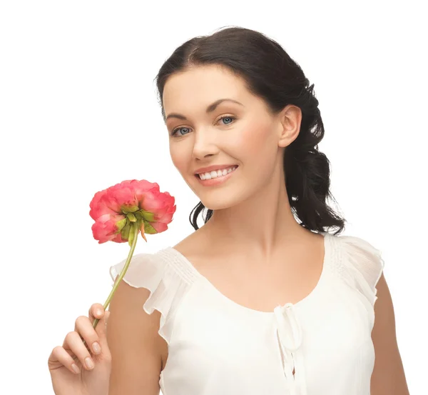 Young and beautiful woman with flower — Stock Photo, Image