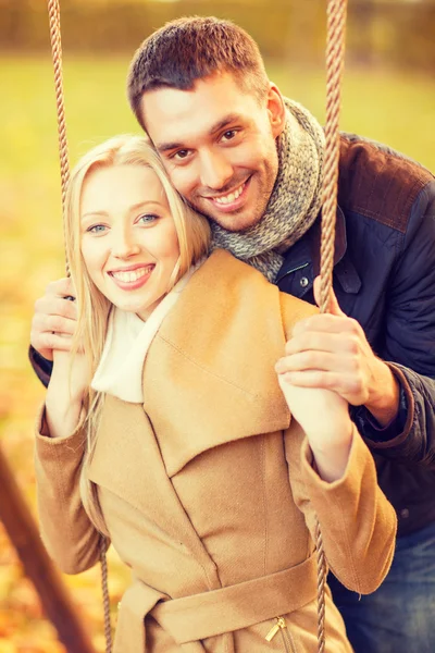 Romantic couple in the autumn park — Stock Photo, Image