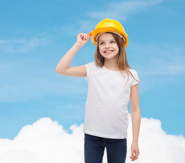 Sorridente bambina in casco protettivo — Foto Stock