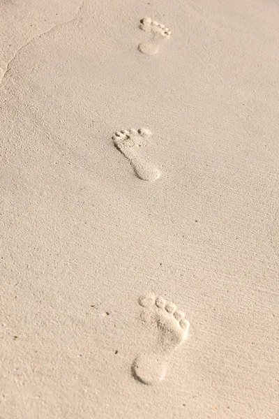 在沙滩上的脚印 — 图库照片
