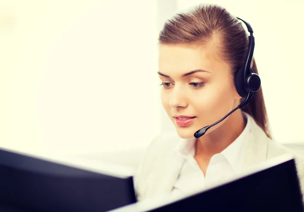 Friendly female helpline operator — Stock Photo, Image