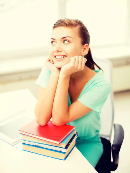 Happy smiling student girl with books — Stock Photo, Image