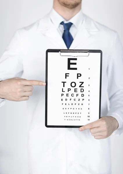 Male ophthalmologist with eye chart — Stock Photo, Image